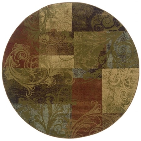 Sphinx By Oriental Weavers Area Rugs, Hudson 036G1 8' Round Round - Green/ Red-Polypropylene H036G1235RDST